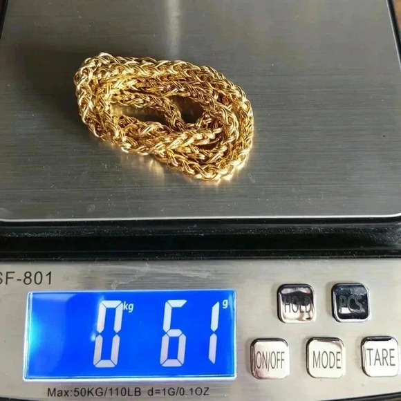 Necklace GOLD TONE Rope 12" 61 Grams - Picture 5 of 5